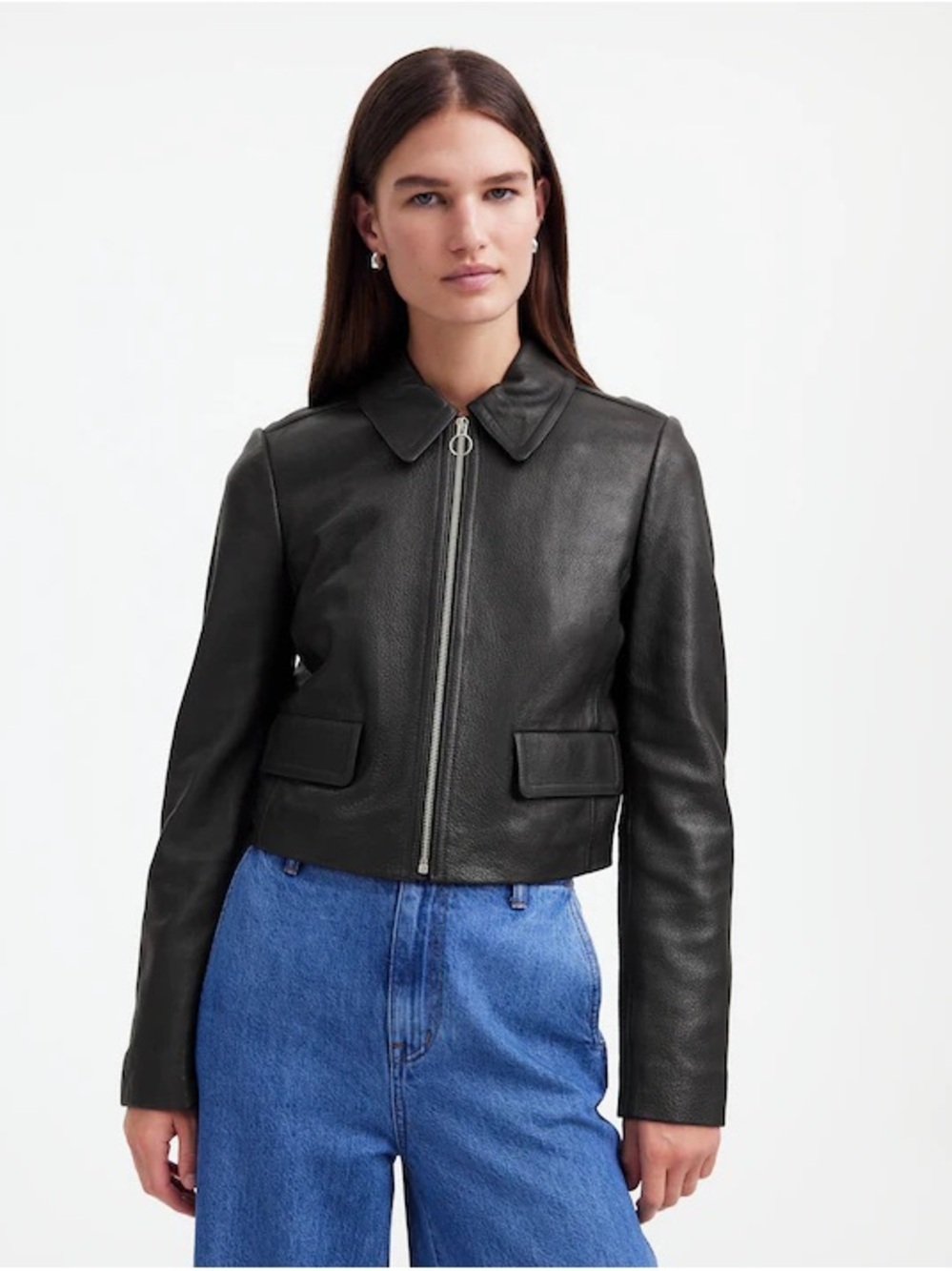 Madewell Shrunken Zip-Front Jacket in Leather